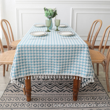 polyester and linen houndstooth thickened table cloth